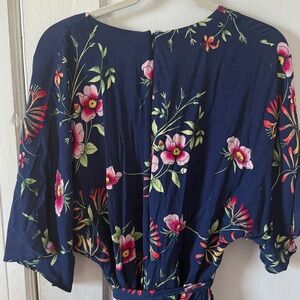 GAP Navy Floral kimono Sleeve jumpsuit XL